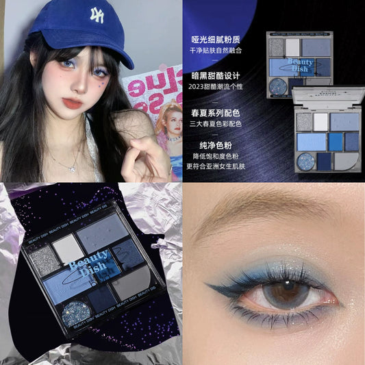 Star Galaxy Blue Ice Frozen Small Smoky Eye Makeup Internet Celebrity Eye Shadow Plate Earth Color Matte Summer Eye Shadow Domestic Goods