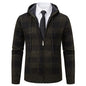 Men's Plaid Thickened Sweater Coat