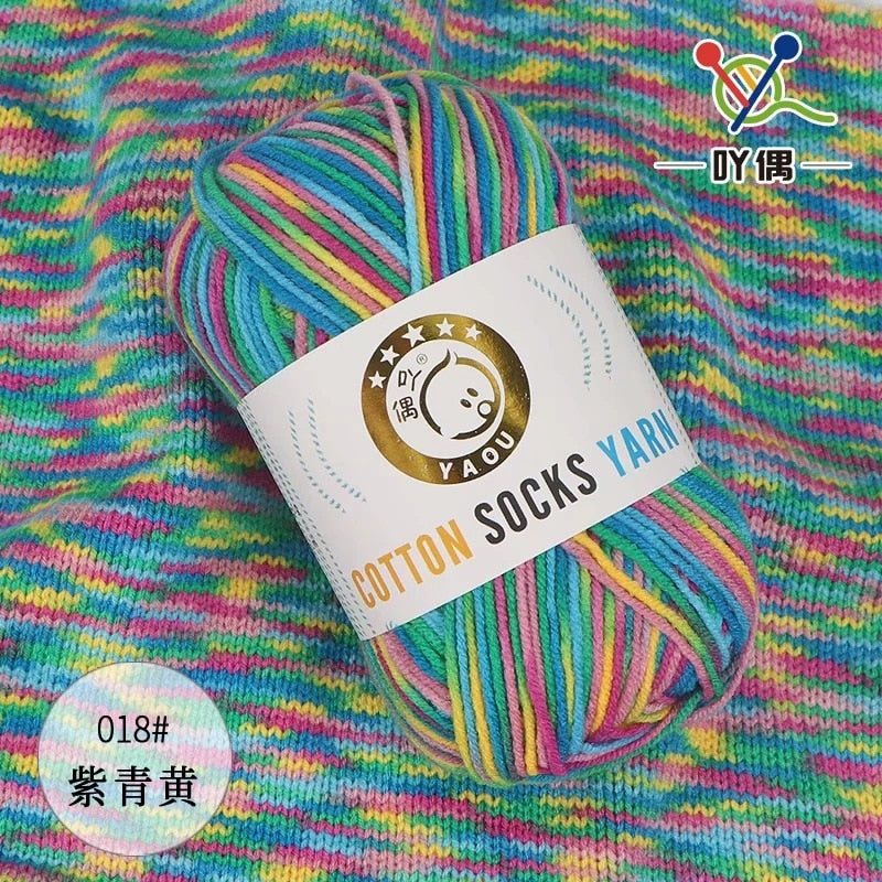 50g/pc Crochet Knitting Yarn Soft Baby Milk Cotton Wool Yarn for Scarf Sweater DIY Needlework and Crochet Rainbow Chunky Yarn