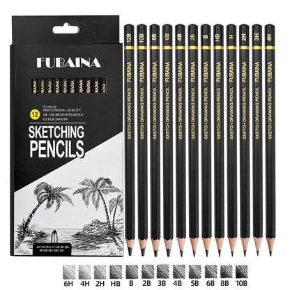 Professional Drawing Sketching Pencil Set, 12 Pieces Art Pencils Graphite Shading Pencils for Beginners &amp; Pro Artists