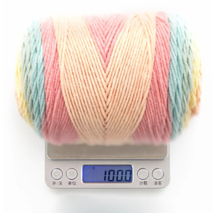 100g Rainbow Cotton Yarn Segment dyeing 5 strands of Milk Cotton Yarn DIY Hand knitted Sofa cushion Pillow Yarn 193meters