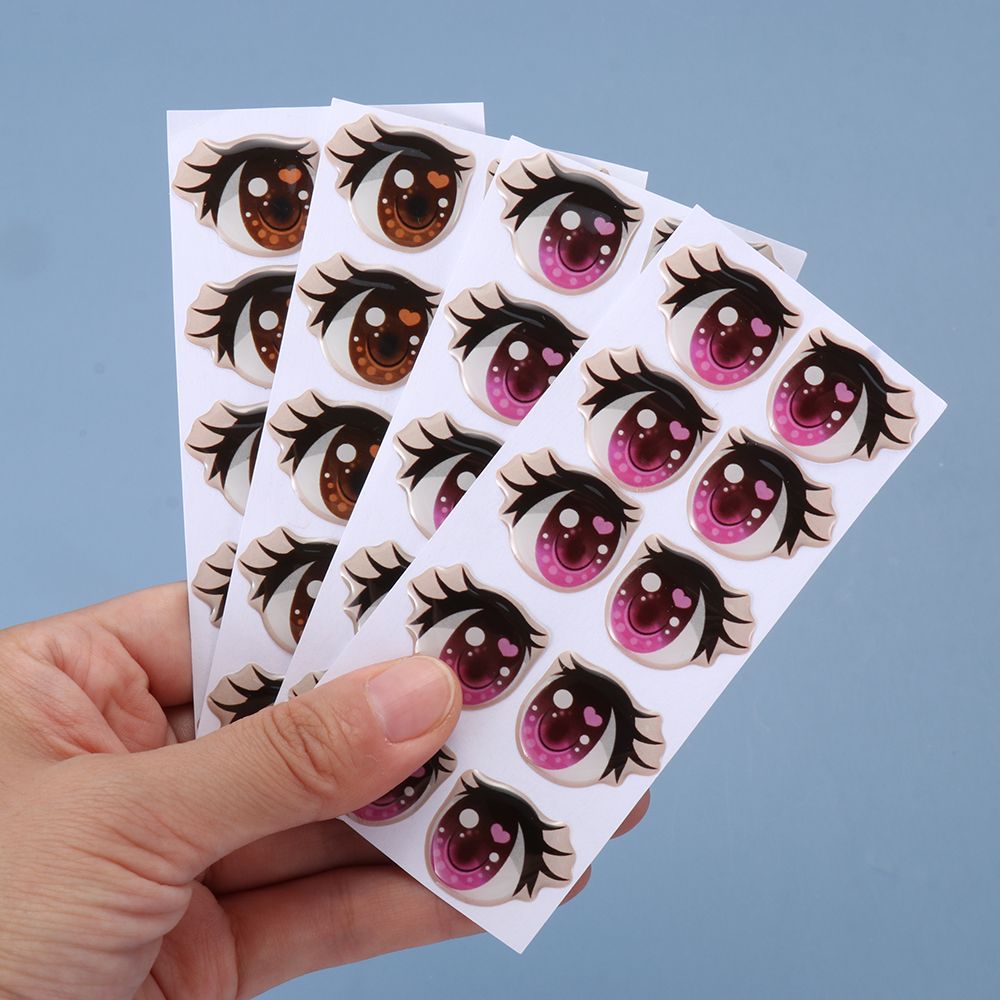 10 Pair Cartoon Crystal Eyes Stickers For Boy Girl Doll Eyes Accessories Anime Figurine Doll Face Organ Paster Eye Chips Paper