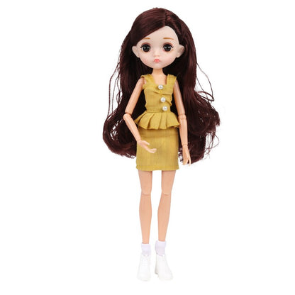 ⚠️New Edition 11 Joint Moveable Body 26cm 1/6 Doll Purple Brown Eyes with Fashion Clothes Shoes Style Dress Up Baby Dolls DIY Toy