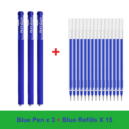 25PCS Gel pen Set Neutral Pen smooth writing fastdry 0.5mm Black blue red color Replacable refill school Stationery Supplies