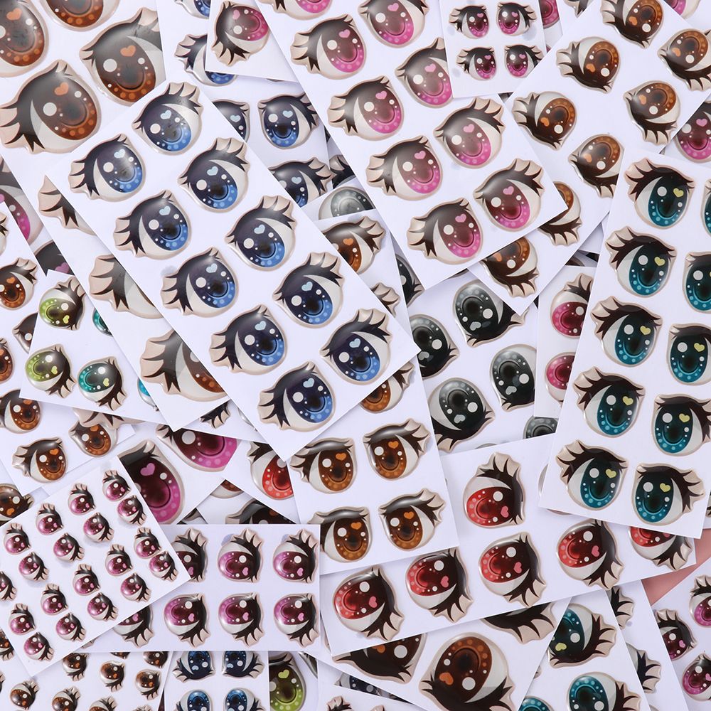 10 Pair Cartoon Crystal Eyes Stickers For Boy Girl Doll Eyes Accessories Anime Figurine Doll Face Organ Paster Eye Chips Paper