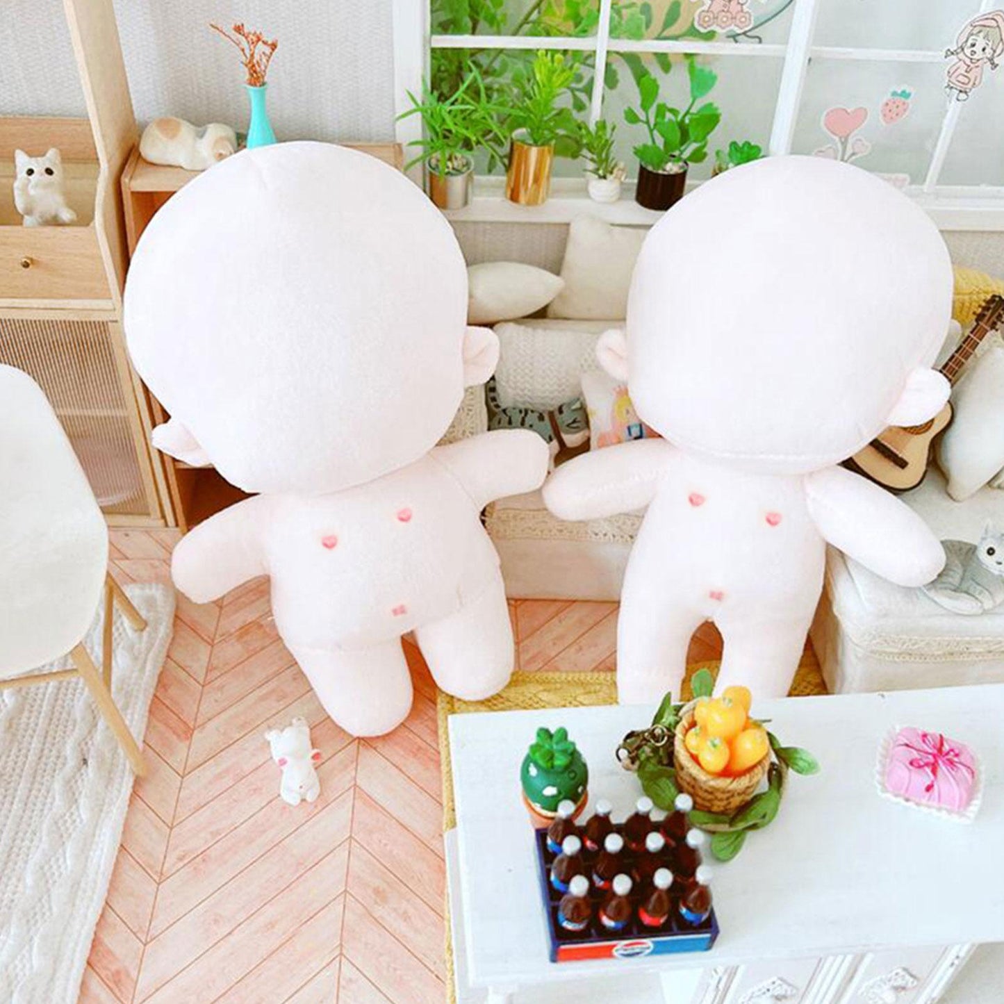 15/20cm DIY Plush Doll Normal/Fat Cotton Doll Body NO Attribute Kits Blank Unembroidery 20cm Plush Attribute Dolls Girls Gifts