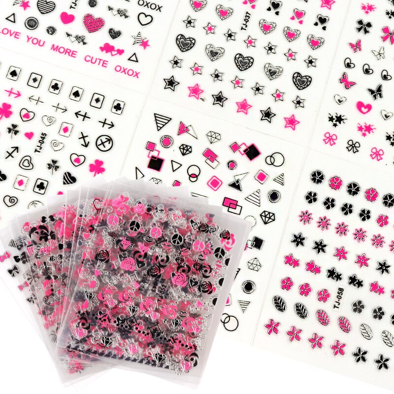 30Pcs Butterfly Stars Love Nail Art Sticker Decals Designs Self-Adhesive Manicure For Nails Tips Decortion Children&#39;s Stickers