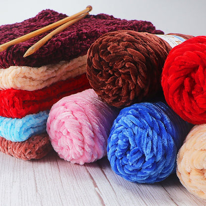 100g/Roll Velvet Yarn Polyester Blended Cotton Chenille Crochet Knitting Yarn Soft Baby Yarn Thread Thick Scarf DIY Hand-Knitted