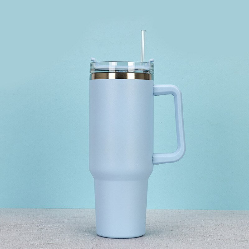 40 Oz. Stainless Steel Thermos Handle Water Glass With Lid And Straw Beer Glass Car Travel Kettle Outdoor Water Bottle