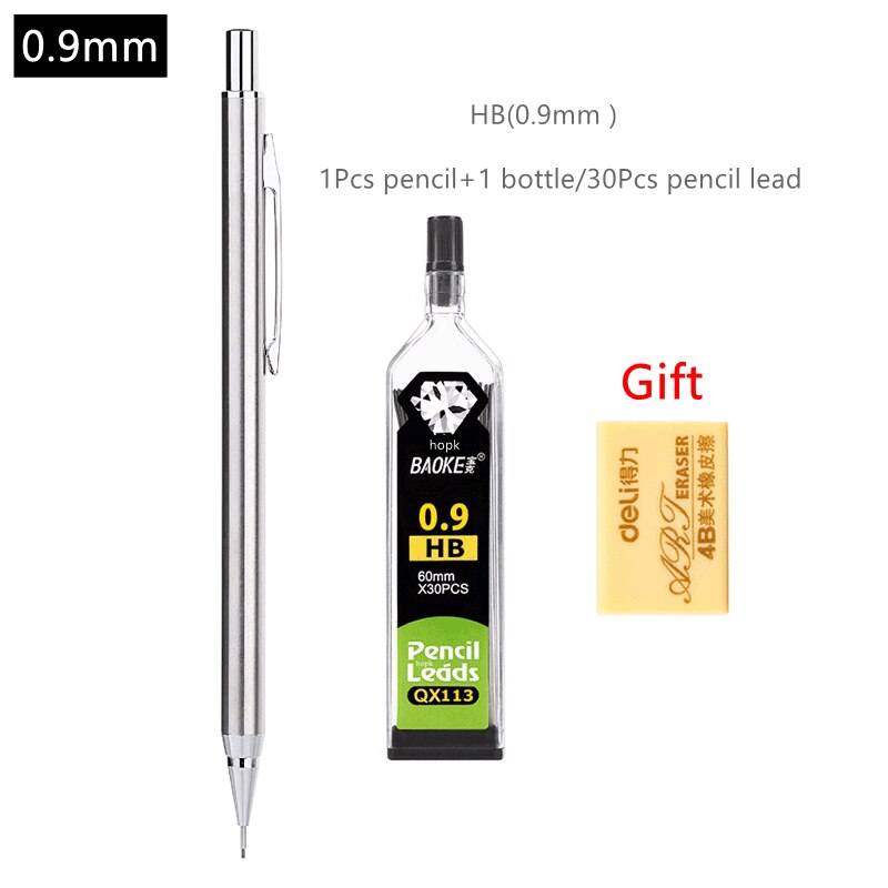 Metal Mechanical Pencils Set with Lead Refills Drafting Automatic Pencil 0.3, 0.5, 0.7, 0.9, 1.3, 2.0mm 2B HB For Art Supplie