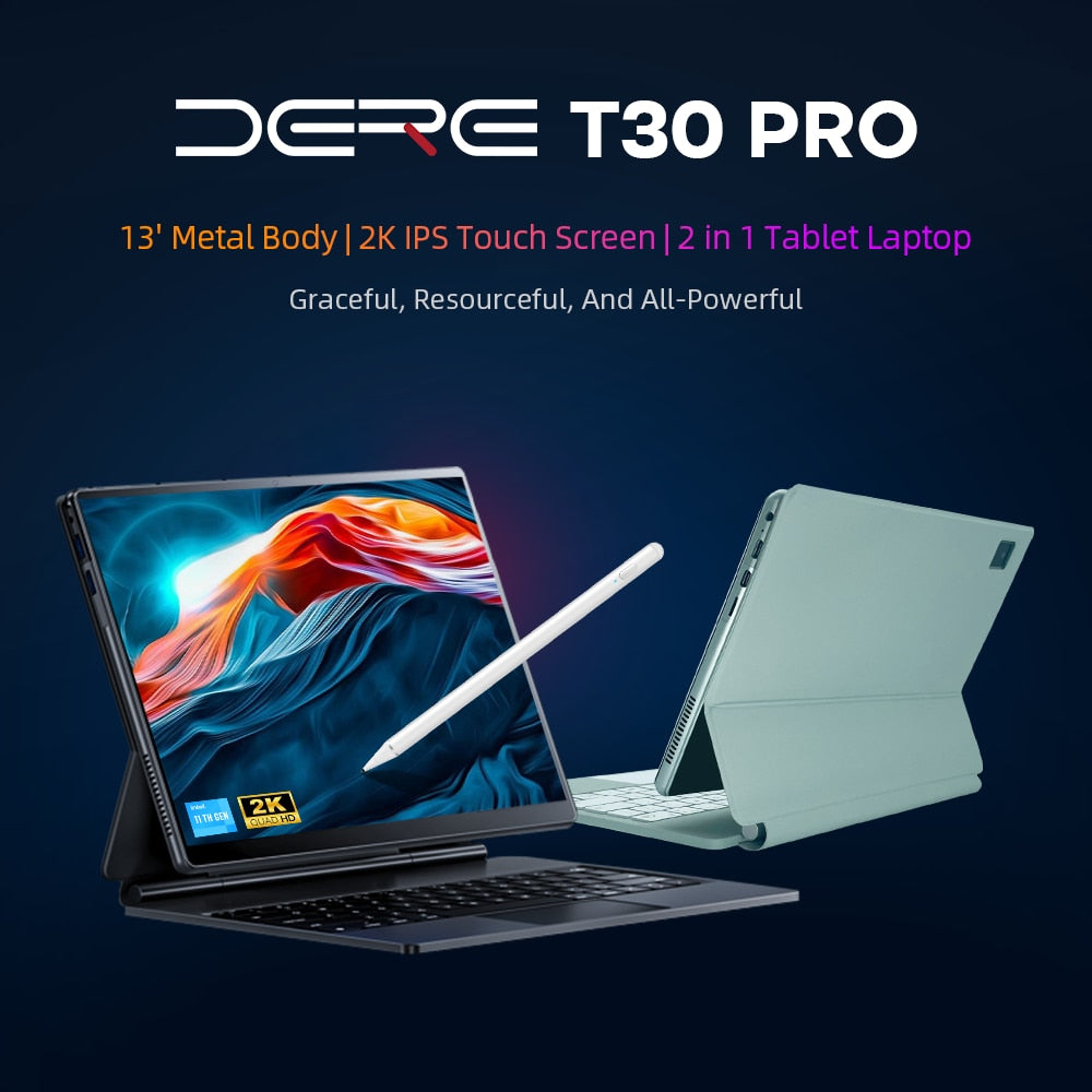 DERE Laptops T30 Pro ,13-inch 2K IPS Touch Screen,16GB RAM+ 1TB SSD,Office Learning Computer,Ultrabook Windows 11 Notebook