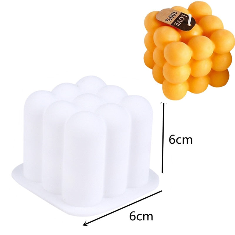 3D Cube Candle Silicone Mold Non-Stick Bubble Aromatherapy Candle Chocolate Cake Mold Craft Aromatherapy Gypsum Gift Making Mold