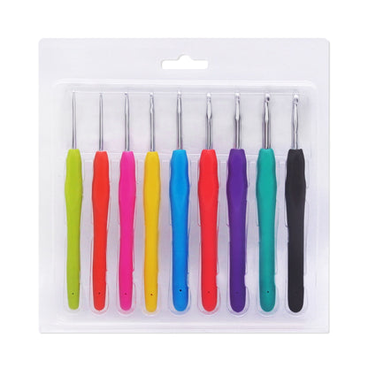 New Crochet Hook 2.5-6.0mm Aluminum Crochet Needles With Colorful Soft Rubber Grip Cushioned Handles Knitting Needles