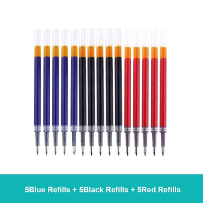 25PCS Gel pen Set Neutral Pen smooth writing fastdry 0.5mm Black blue red color Replacable refill school Stationery Supplies