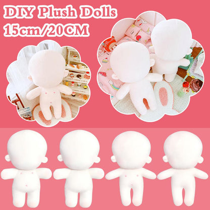 15/20cm DIY Plush Doll Normal/Fat Cotton Doll Body NO Attribute Kits Blank Unembroidery 20cm Plush Attribute Dolls Girls Gifts