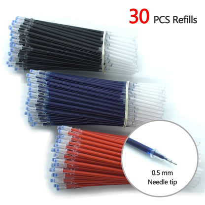 25PCS Gel pen Set Neutral Pen smooth writing fastdry 0.5mm Black blue red color Replacable refill school Stationery Supplies