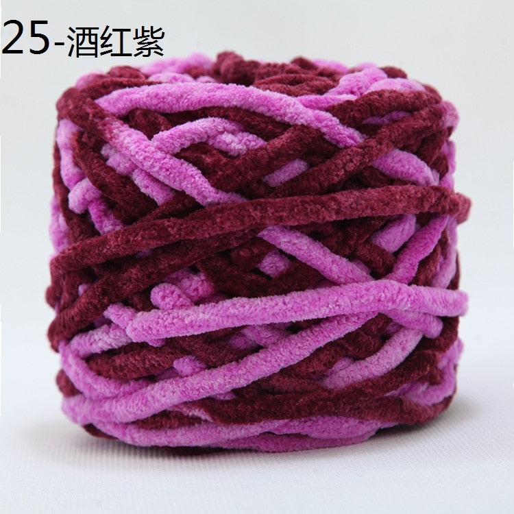 100g/ball Chenille Knitting Yarn Soft Ice Strip Line Cotton Yarn DIY Wool Yarn for Hand Knitting Scarf Thick Wool Yarn Wholesale