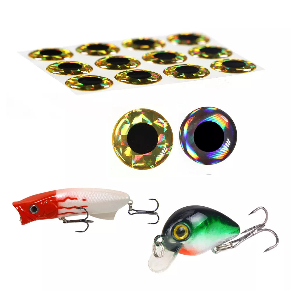 Bimoo 100pcs 3D Holographic Fish Eyes Saltwater Streamer Flies Tying Material Jigs Craft Dolls Eyes Fishing Jig Lure Bait Making