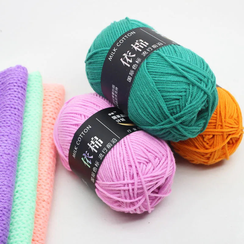 50g/Set 4ply Milk Cotton Knitting Yarn Threads for Knitting Wool Yarns for Knitting and Crochet Cotton Yarn for Hand Knitting