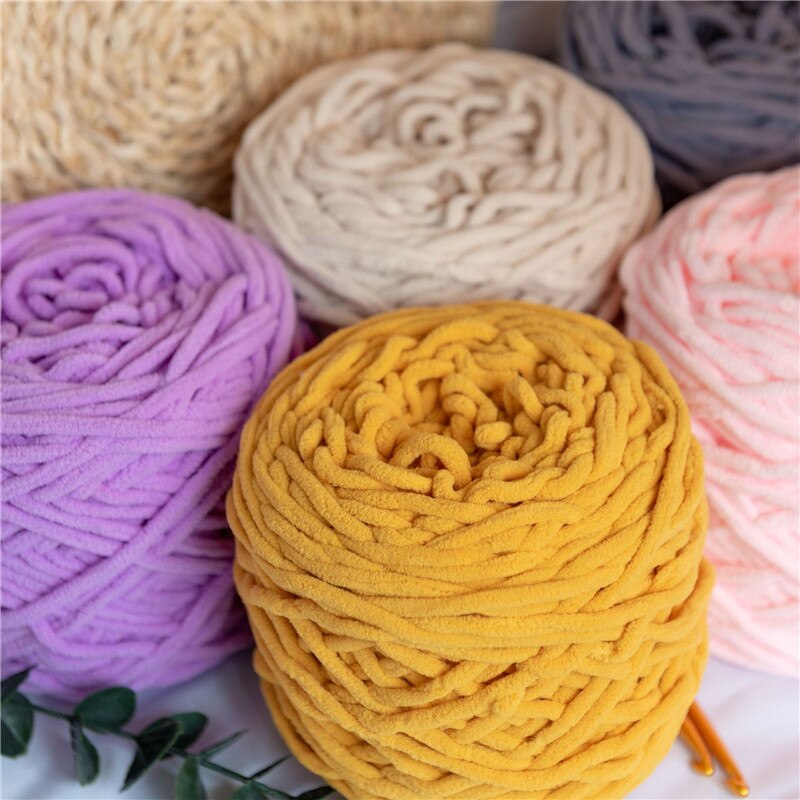 100g/ball Chenille Knitting Yarn Soft Ice Strip Line Cotton Yarn DIY Wool Yarn for Hand Knitting Scarf Thick Wool Yarn Wholesale