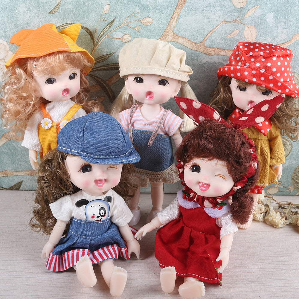 ⚠️16cm BJD Doll Full Set 13 Moveable Joint Dolls Cartoon Dress Bjd Toy Smile Face Newest Dress Make Up Toys Girls Gift Dolls