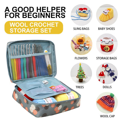 2022 Hot Wool Crochet Kit Storage Bag Ergonomic Knitting Croche Hooks Set Yarn and Sewing Accessories Women Gift For Beginners