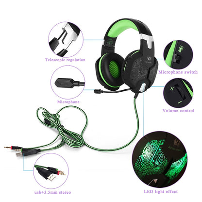 Gaming Headset Gamer Stereo Headphone With Microphone Mic Led Game For PC Computer PS4 KOTION EACH G2000 G1000 G4000 G9000 G2600