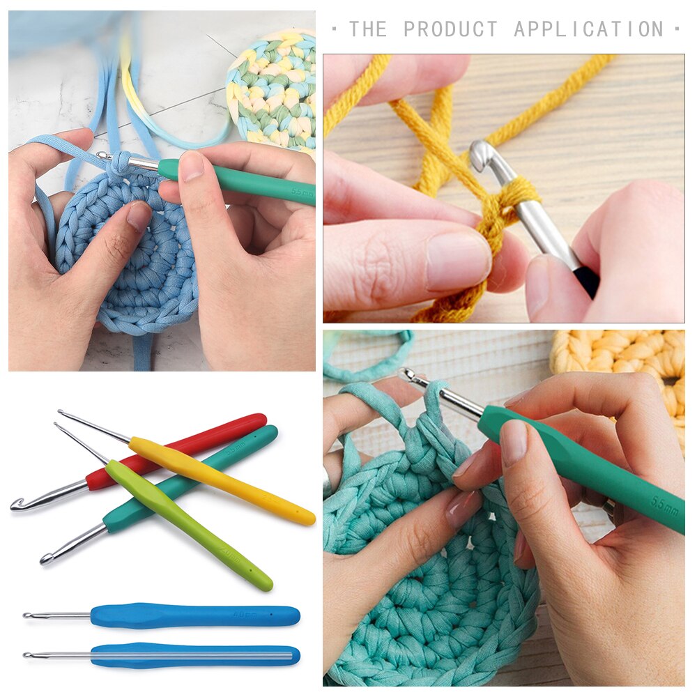 New Crochet Hook 2.5-6.0mm Aluminum Crochet Needles With Colorful Soft Rubber Grip Cushioned Handles Knitting Needles