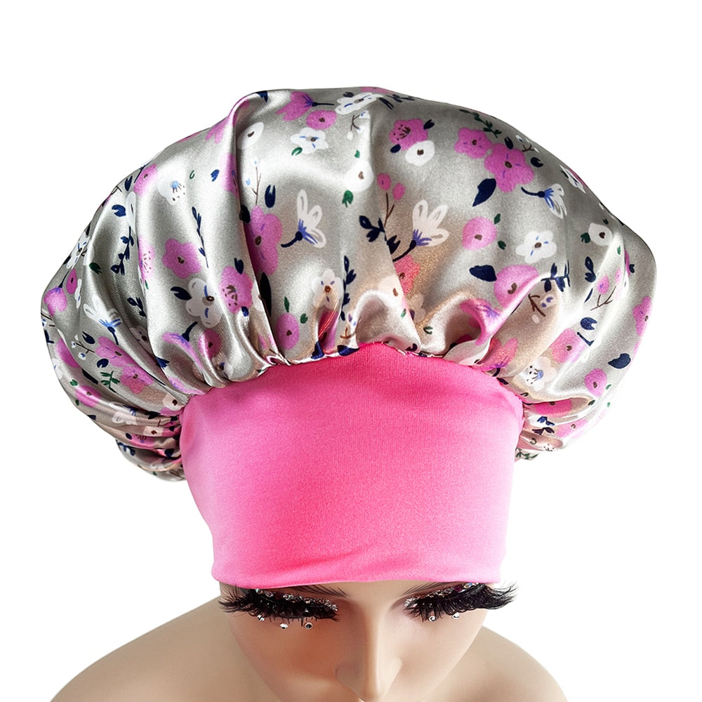 New Satin Bonnet Silk Night Sleeping Cap For Women Curly Braid Hair Multi Style Printing