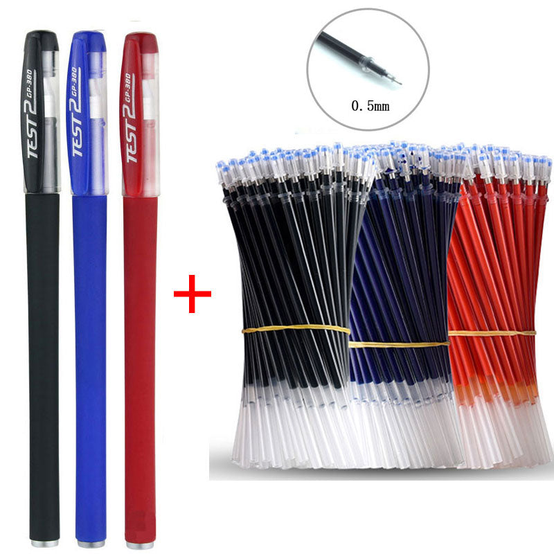 25PCS Gel pen Set Neutral Pen smooth writing fastdry 0.5mm Black blue red color Replacable refill school Stationery Supplies