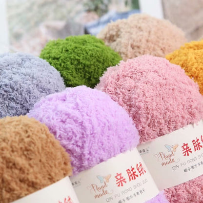 Soft Smooth Yarn Baby Knitting Wool Yarn Thick Yarn Fiber Velvet Yarn Hand Knitting Wool Crochet Yarn for DIY Sweater Cloth