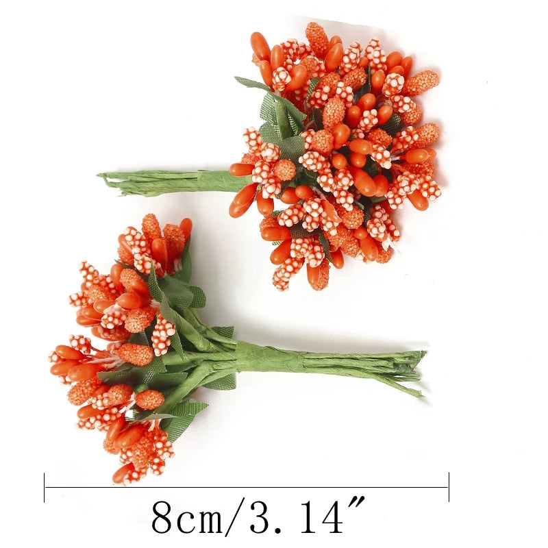 12/36/72/144Pcs Stamens Artificial Flowers Wedding Party Decoration DIY Scrapbooking Garland Craft Gift Fake Flowers Accessories