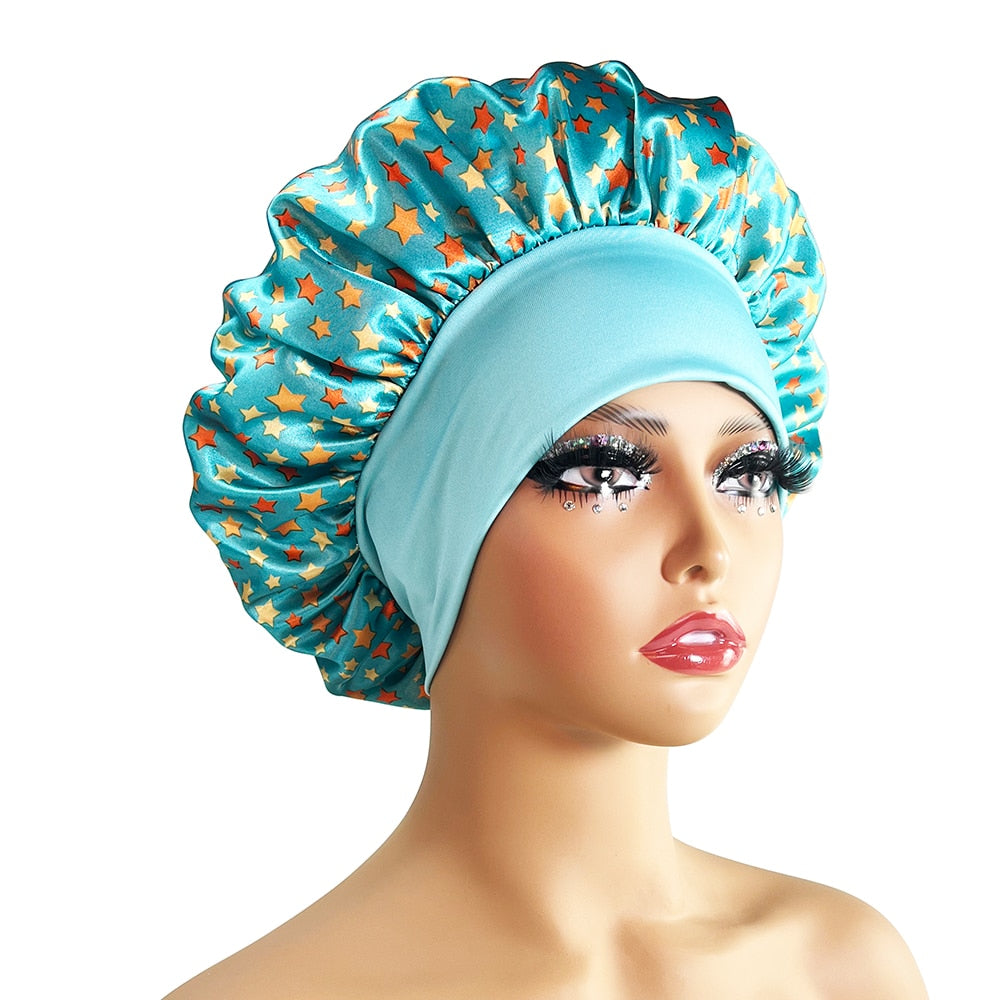 New Satin Bonnet Silk Night Sleeping Cap For Women Curly Braid Hair Multi Style Printing