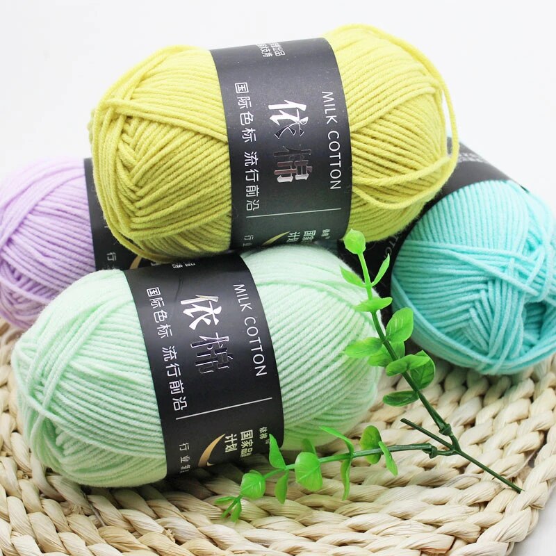 2pcs Cotton Yarn Baby Milk Yarn Worsted Cotton Crochet Thread Hand Knitting Wool Line Dyed Thread