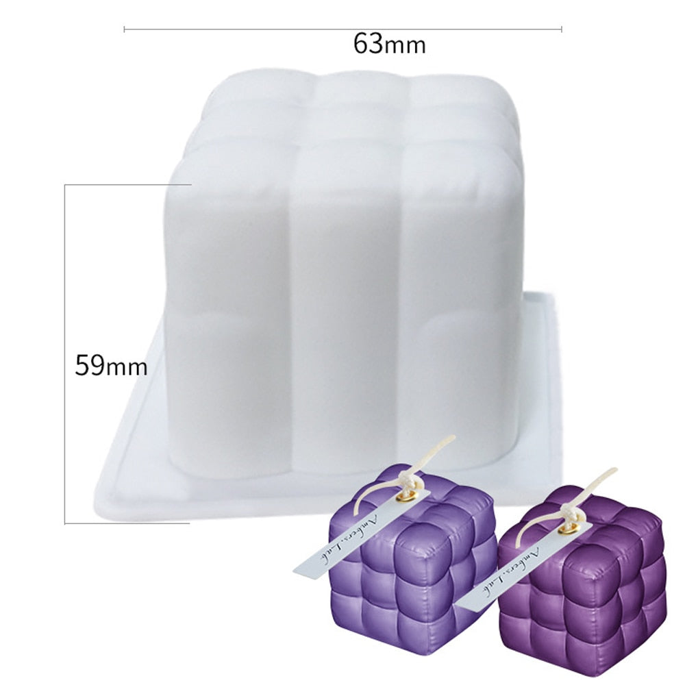 3D Cube Candle Silicone Mold Non-Stick Bubble Aromatherapy Candle Chocolate Cake Mold Craft Aromatherapy Gypsum Gift Making Mold