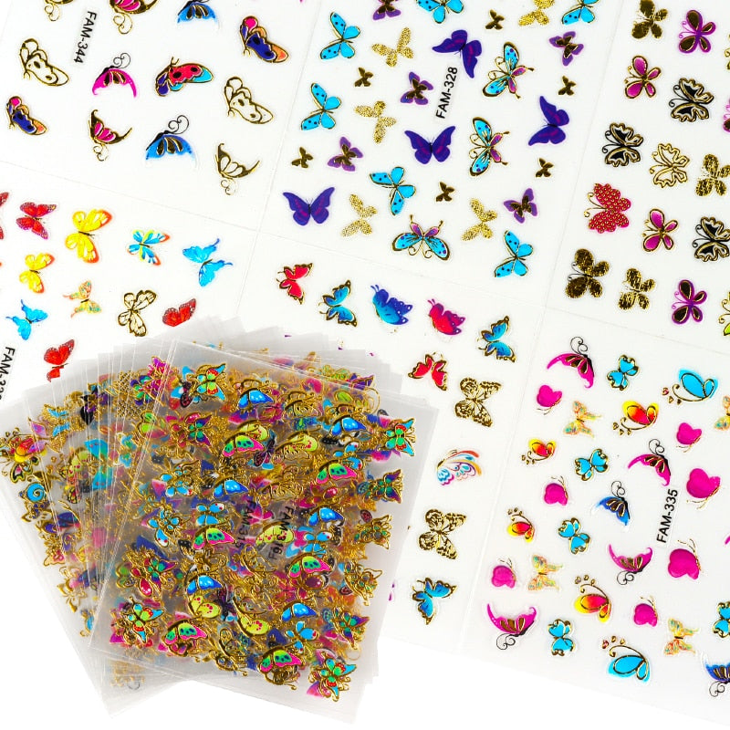 30Pcs Butterfly Stars Love Nail Art Sticker Decals Designs Self-Adhesive Manicure For Nails Tips Decortion Children&#39;s Stickers