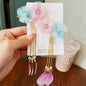 2Pcs/Set  New Korean Yarn Elegant Butterfly Hairpin Flowers Metal Tassel Long Hairgrips Party Hair Accessories Combo Hair Clip