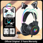 ONIKUMA K9 Pink Cat Ear Headphones with RGB LED Light Flexible Mic Gaming Headset 7.1 Surround Computer Earphones for PC Gamer