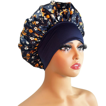 New Satin Bonnet Silk Night Sleeping Cap For Women Curly Braid Hair Multi Style Printing