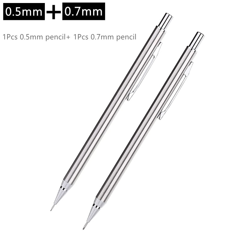 Metal Mechanical Pencils Set with Lead Refills Drafting Automatic Pencil 0.3, 0.5, 0.7, 0.9, 1.3, 2.0mm 2B HB For Art Supplie