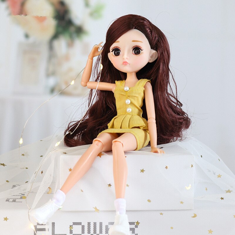 ⚠️New Edition 11 Joint Moveable Body 26cm 1/6 Doll Purple Brown Eyes with Fashion Clothes Shoes Style Dress Up Baby Dolls DIY Toy