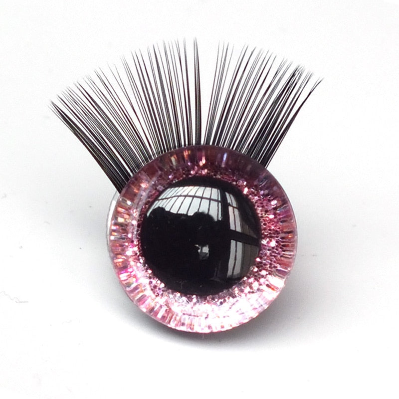 New 20pcs/lot 12-30mm Glitter Toy Eyes With Eyelash With Hard Washer For DIY Amigurumi Doll eyes toy accessories  safe eyes