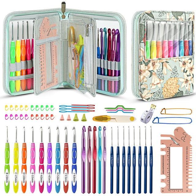 DIY Needle Arts Craft Crochet Hook Set and Bag Animal Ergonomic Yarns Crochet Knitting Needle Scissors Sewing Set Accessories