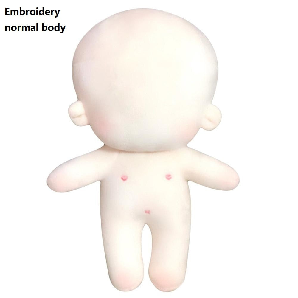 15/20cm DIY Plush Doll Normal/Fat Cotton Doll Body NO Attribute Kits Blank Unembroidery 20cm Plush Attribute Dolls Girls Gifts