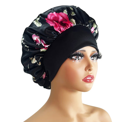 New Satin Bonnet Silk Night Sleeping Cap For Women Curly Braid Hair Multi Style Printing