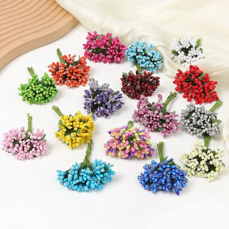 12/36/72/144Pcs Stamens Artificial Flowers Wedding Party Decoration DIY Scrapbooking Garland Craft Gift Fake Flowers Accessories