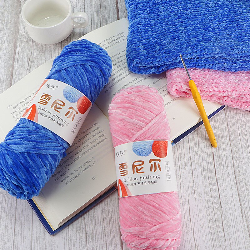 100g/Roll Velvet Yarn Polyester Blended Cotton Chenille Crochet Knitting Yarn Soft Baby Yarn Thread Thick Scarf DIY Hand-Knitted