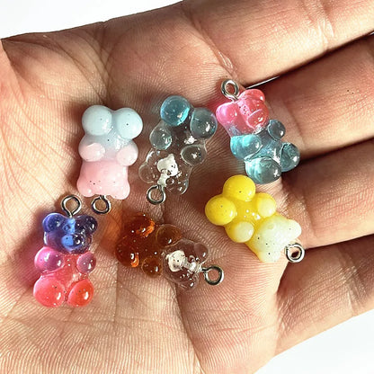 10Pcs Candy Bear Pendant Charms for Necklace Bracelet Earrings Jewelry Making Diy Findings Resin Bears Christmas Making