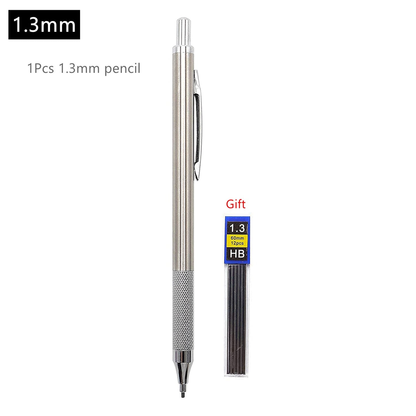 Metal Mechanical Pencils Set with Lead Refills Drafting Automatic Pencil 0.3, 0.5, 0.7, 0.9, 1.3, 2.0mm 2B HB For Art Supplie