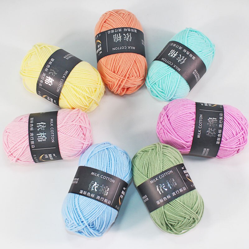 50g/Set 4ply Milk Cotton Knitting Wool Yarn Needlework Dyed Lanas for Crochet Craft Sweater Hat Dolls Hand Knitting DIY Sweater